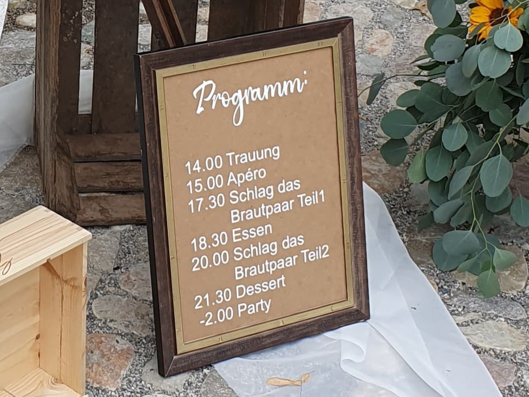 Aufkleber Programm Hochzeit